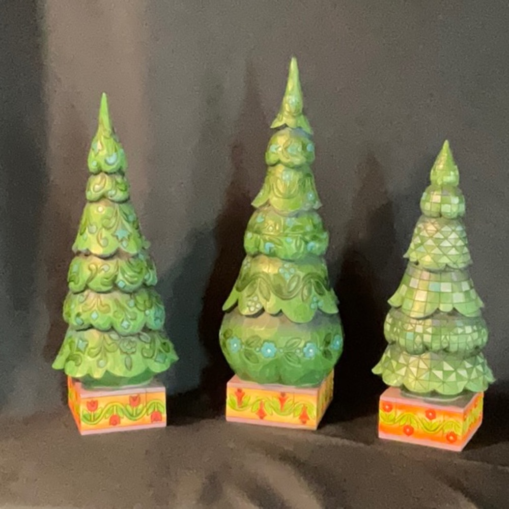 Jim Shore “O Tannenbaum” rare, complete set of 3 Christmas Trees with box